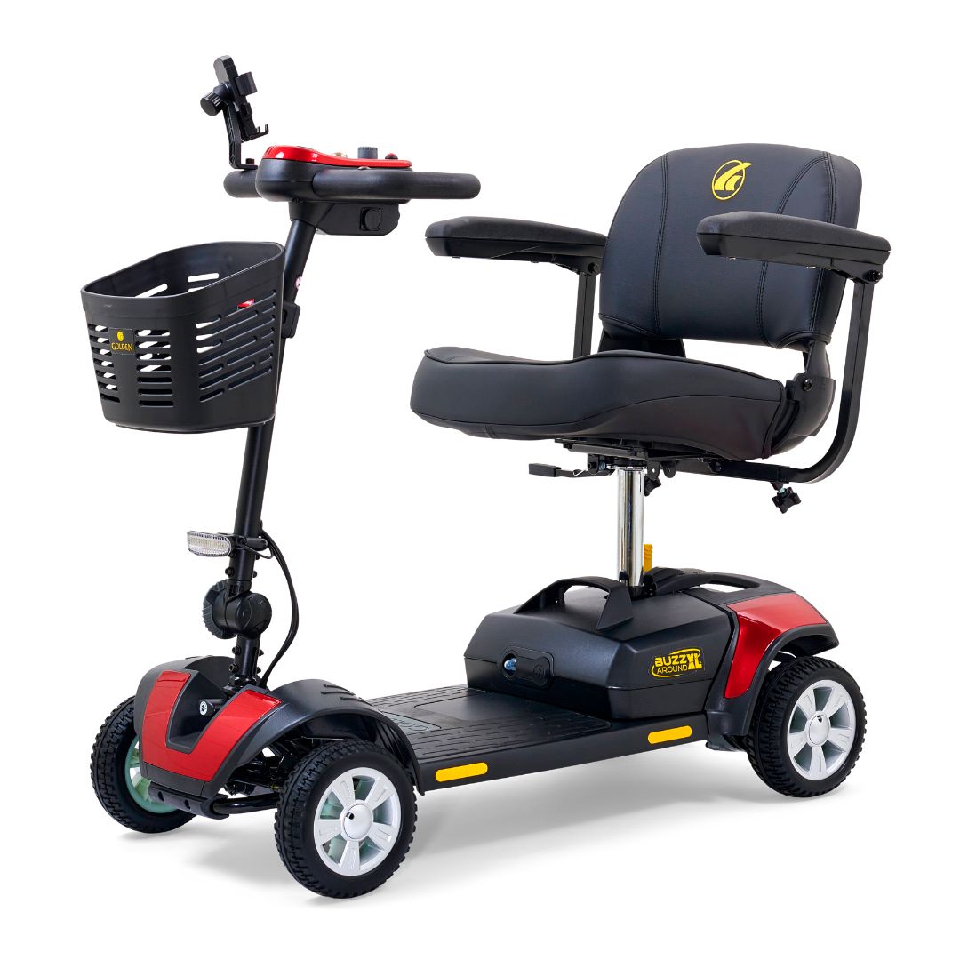 Buzzaround XL 4-Wheel Velvet Red Angled View