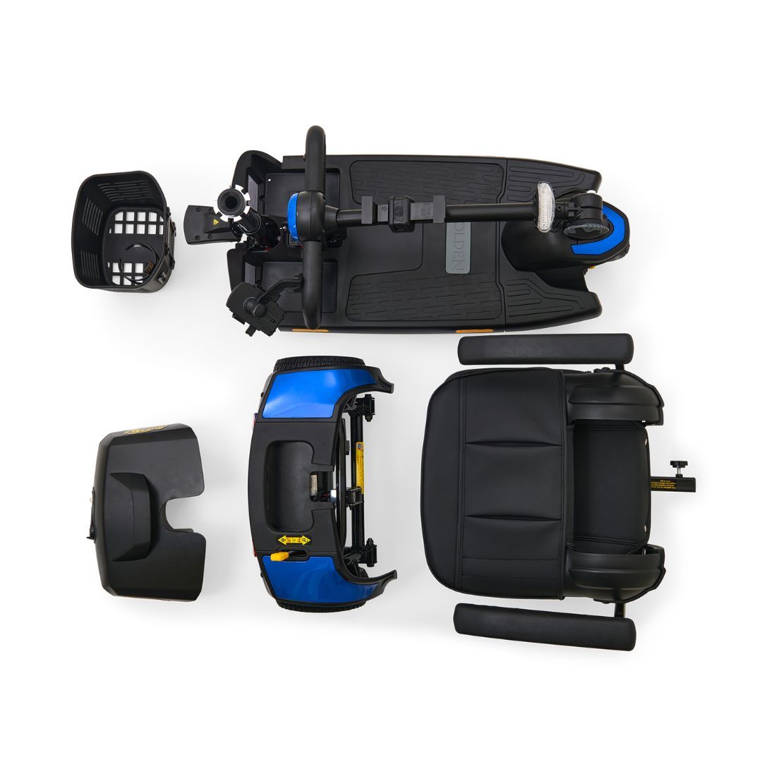 Buzzaround XLS-HD 3-Wheel Costal Blue Angled Disassembled View