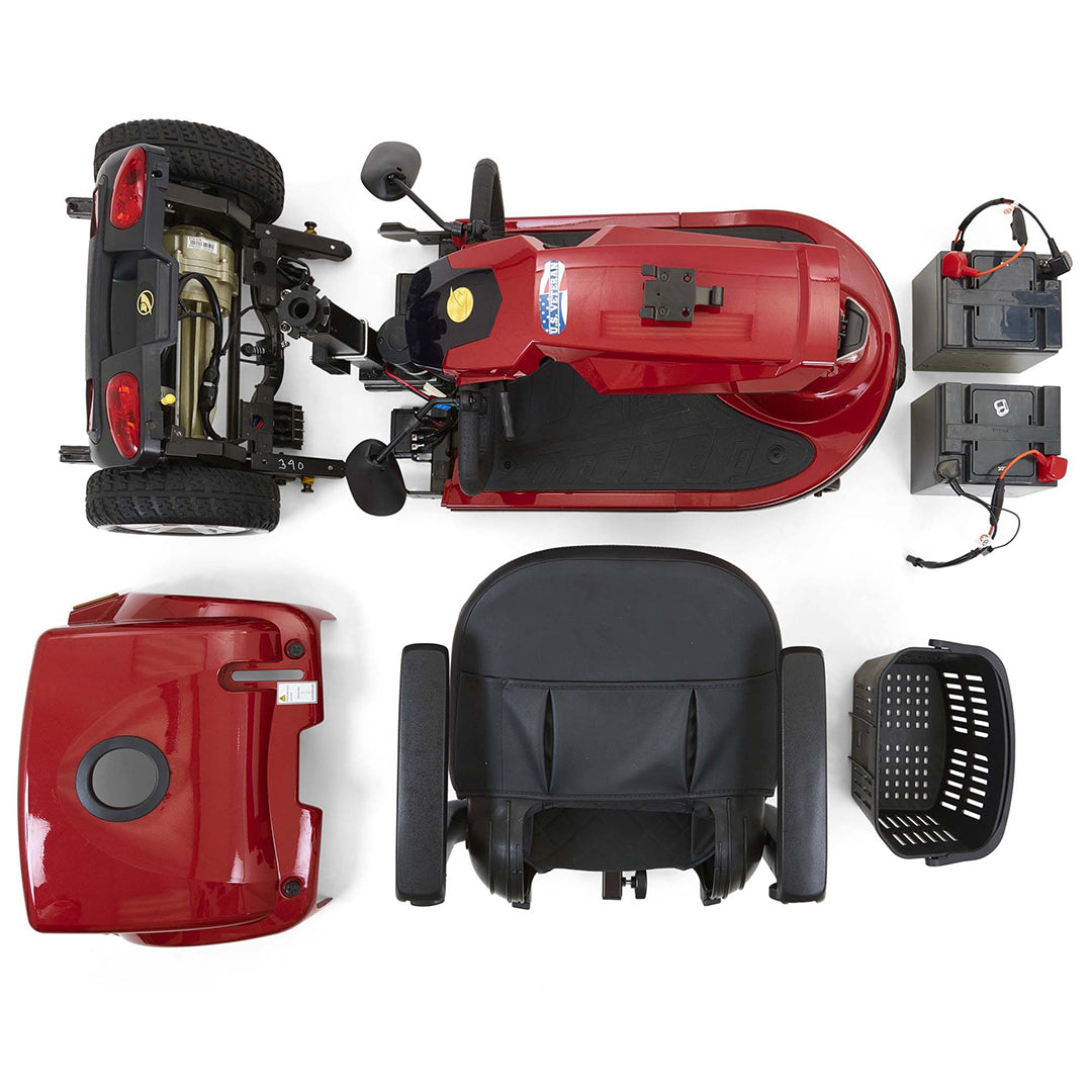 Companion 3-Wheel Full Size Crimson Red Disassembled View