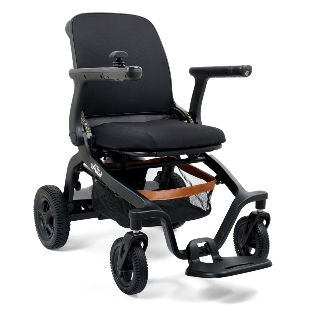 Golden Ally Power Wheelchair Black angled view