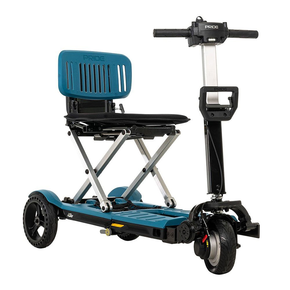 Pride i-Go Folding Scooter Iceberg Blue Angled View