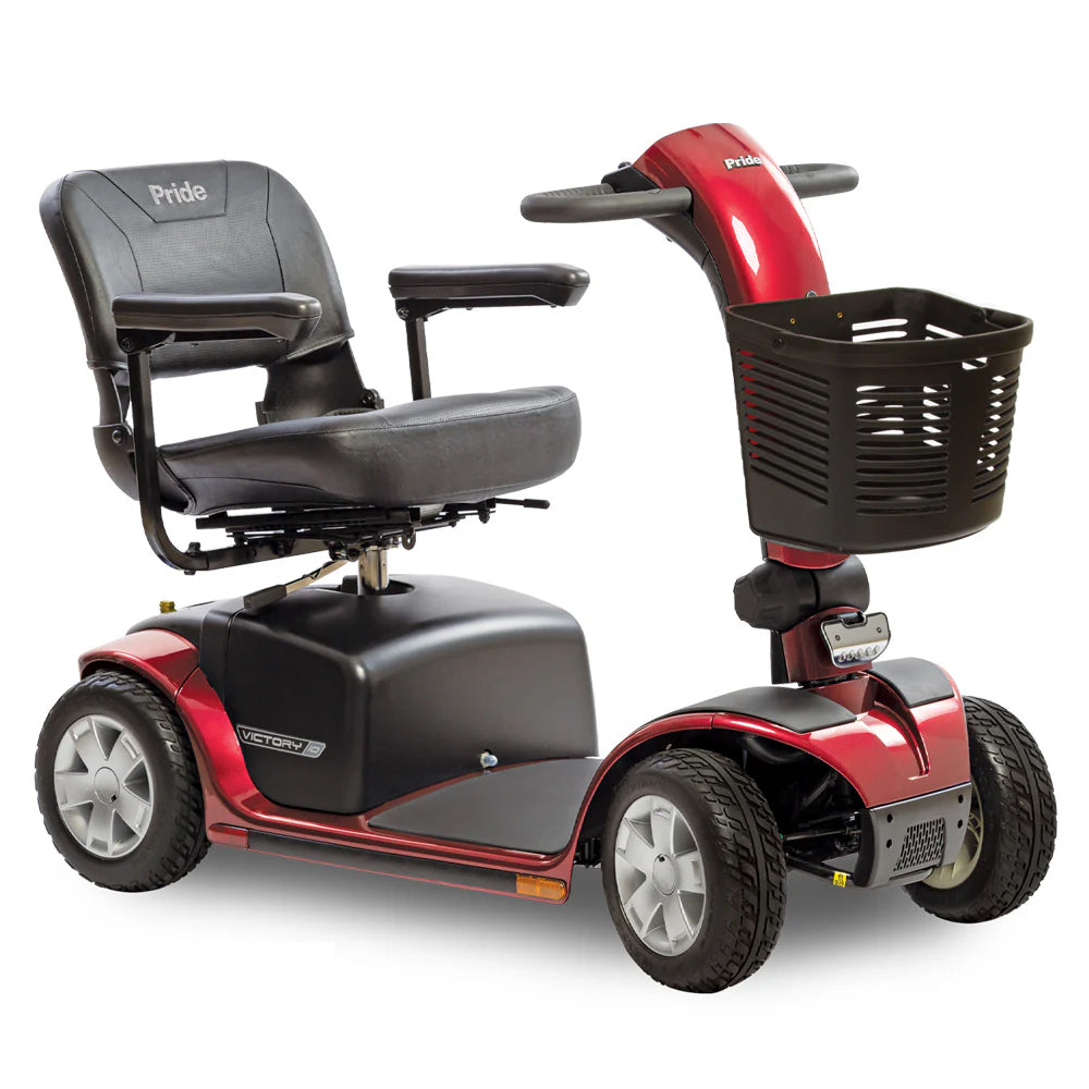 Victory 10 4-Wheel Mobility Scooter Candy Apple Red Angled View