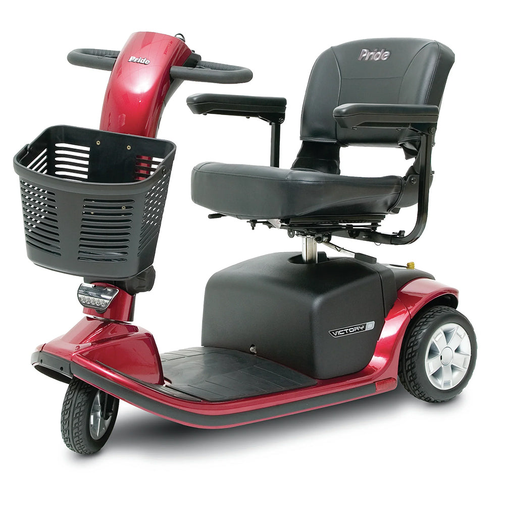 Victory 9 3-Wheel Candy Apple Red Left Angled View